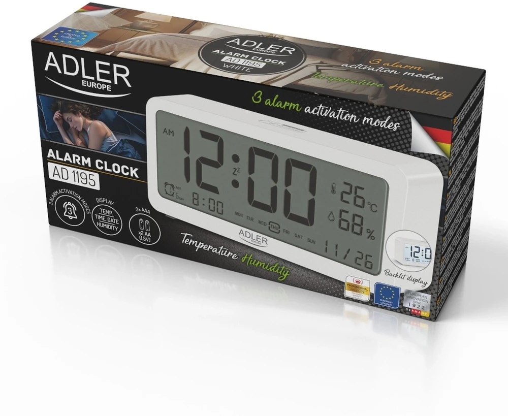 Adler | Žadintuvas | AD 1195w | Signalizacijos funkcija | Baltas