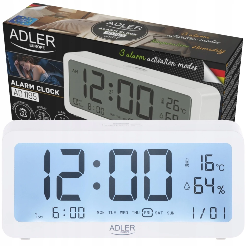 Adler | Žadintuvas | AD 1195w | Signalizacijos funkcija | Baltas