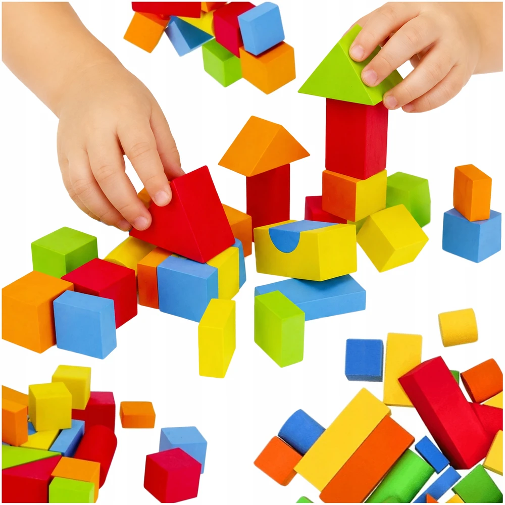 Bambam BLOCKS Kaleliukų rinkinys vienerių metų vaikui - putplasčio kaladėlės 29 El. BAM BAM