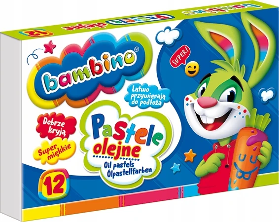 Bambino Aliejiniai Pasteliai, 12 Spalvų, Mokykliniai