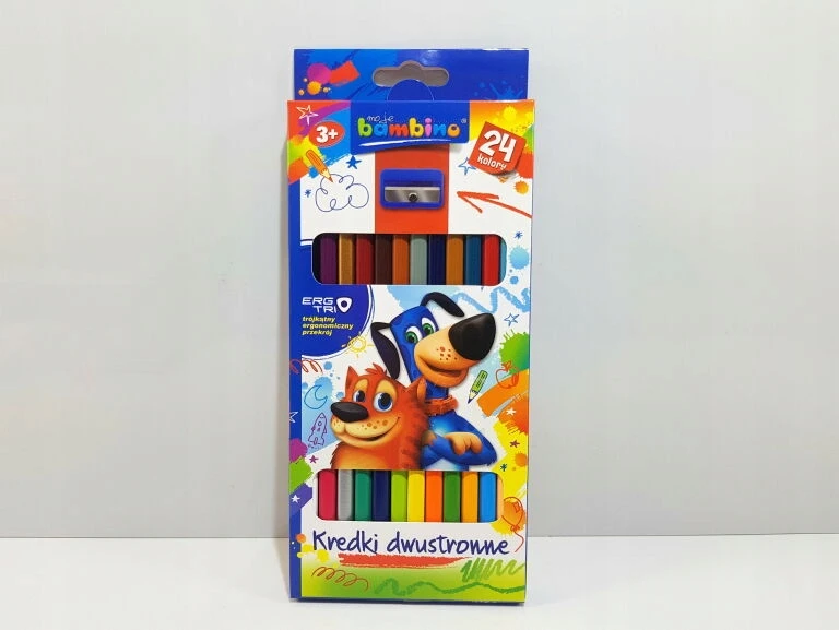 Bambino Dvišalės Pieštukinės Kreidelės 12 Vnt. (24 Spalvos)