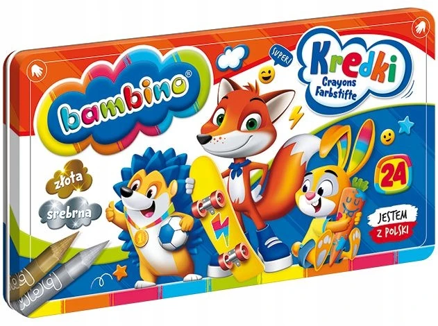 Bambino kreidelės 24 spalvos metalinėje dėžutėje