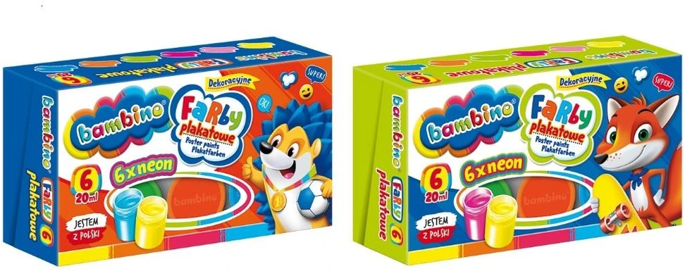 Bambino Neoninės Plakatinės Dažai, 6 Spalvų
