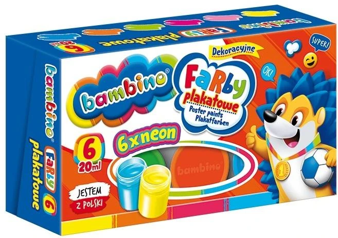 Bambino Neoninės Plakatinės Dažai, 6 Spalvų