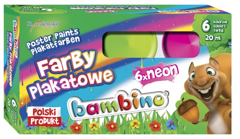 Bambino Neoninės Plakatinės Dažai, 6 Spalvų