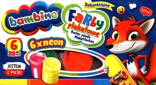 Bambino Neoninės Plakatinės Dažai, 6 Spalvų
