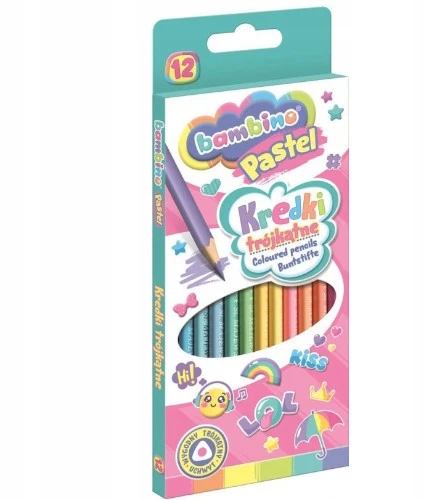 Bambino pastelinės spalvos pieštukinės kreidelės, 12 vnt.