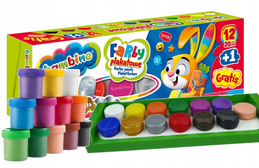 Bambino plakatiniai dažai, 12+1 spalvų, 20ml
