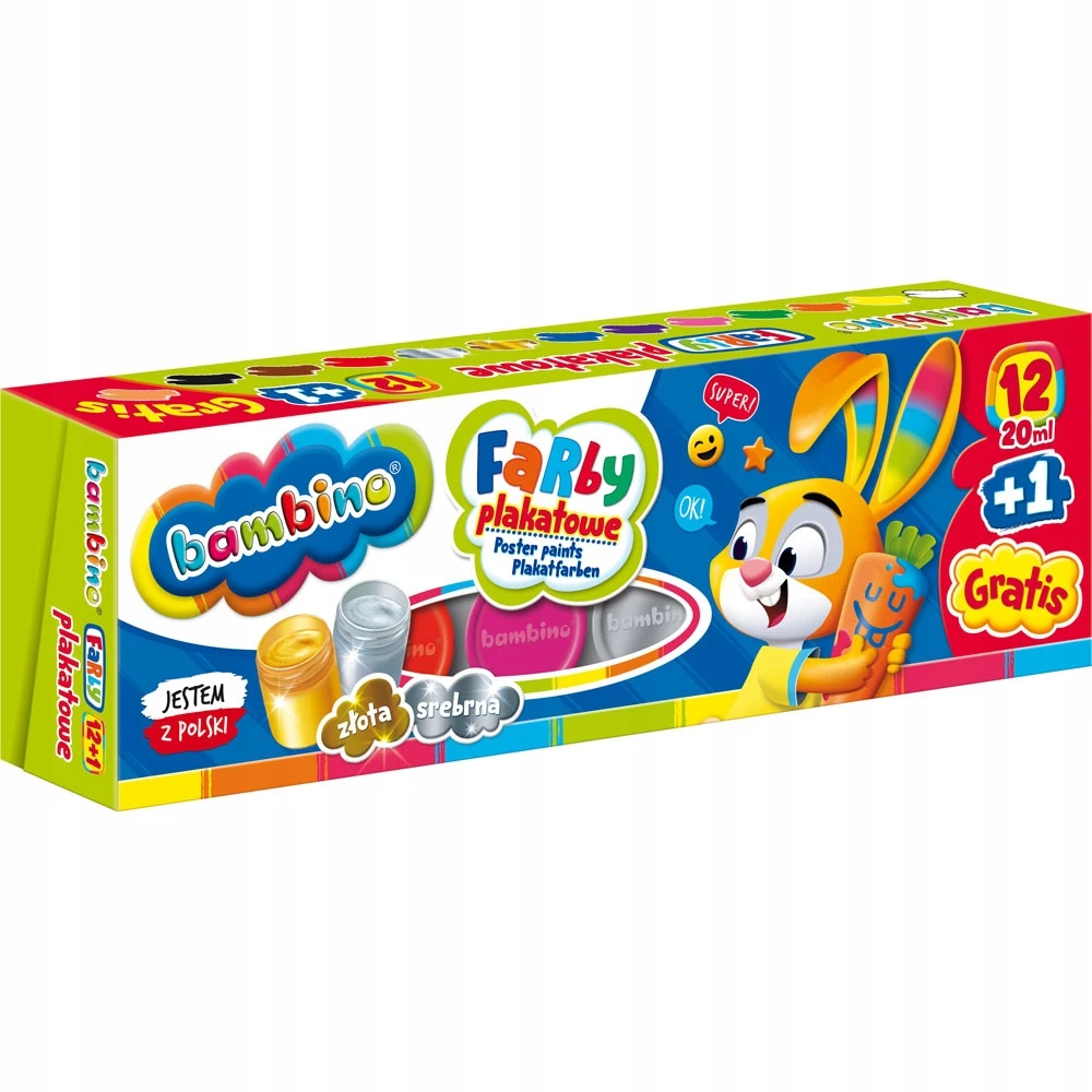 Bambino plakatiniai dažai, 12+1 spalvų, 20ml