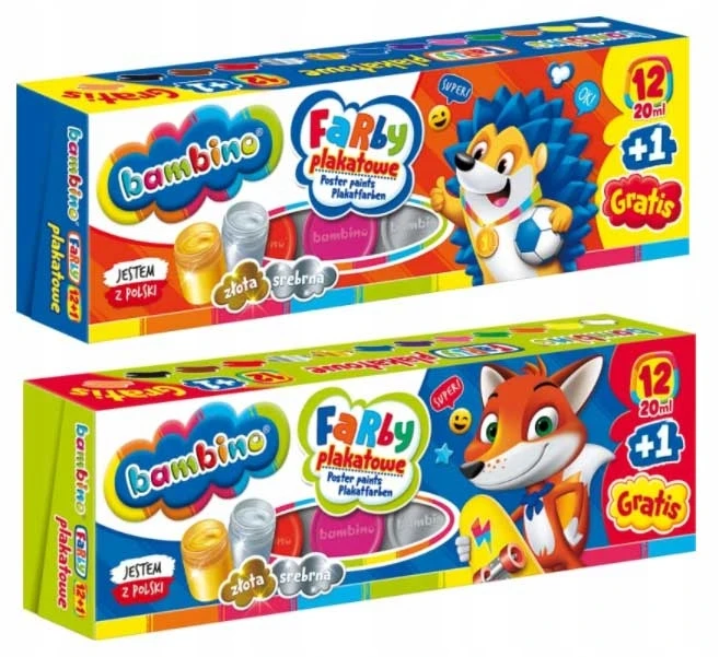 Bambino plakatiniai dažai, 12+1 spalvų, 20ml