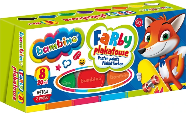 Bambino plakatų dažai, 8 spalvų, 20 ml