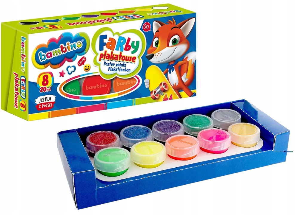 Bambino plakatų dažai, 8 spalvų, 20 ml