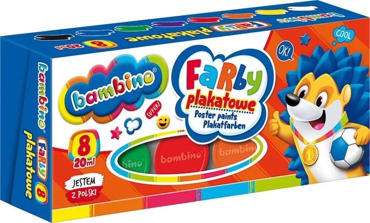 Bambino plakatų dažai, 8 spalvų, 20 ml