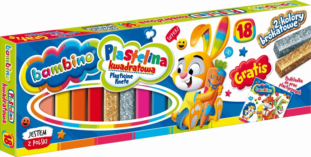 Bambino plastelinas rinkinys 20 spalvų, su blizgučiais