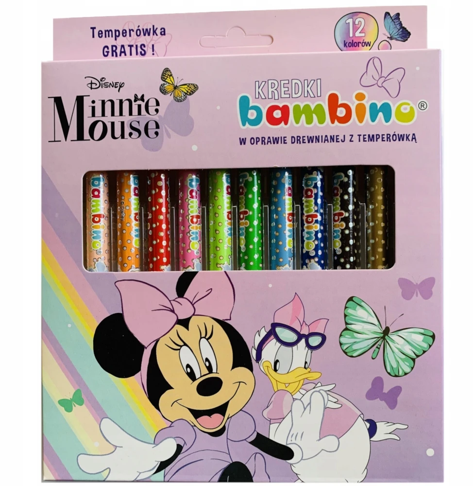 Bambino spalvinami pieštukai 12 vnt. su drožtuku