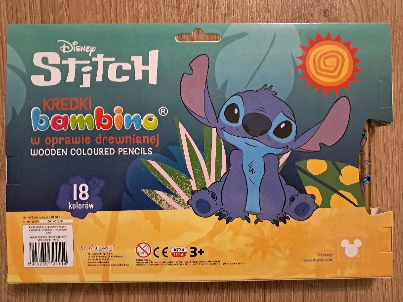 Bambino Stitch kreidelės 18 vnt. + drožtukas