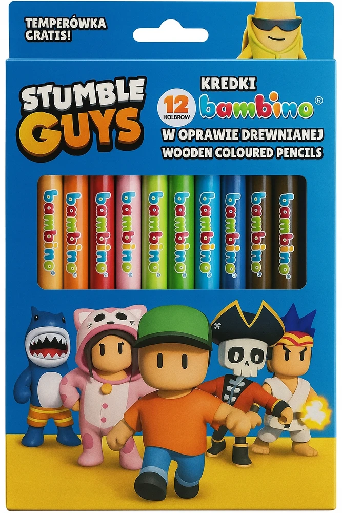 Bambino Stumble Guys storos kreidelės, 12 spalvų