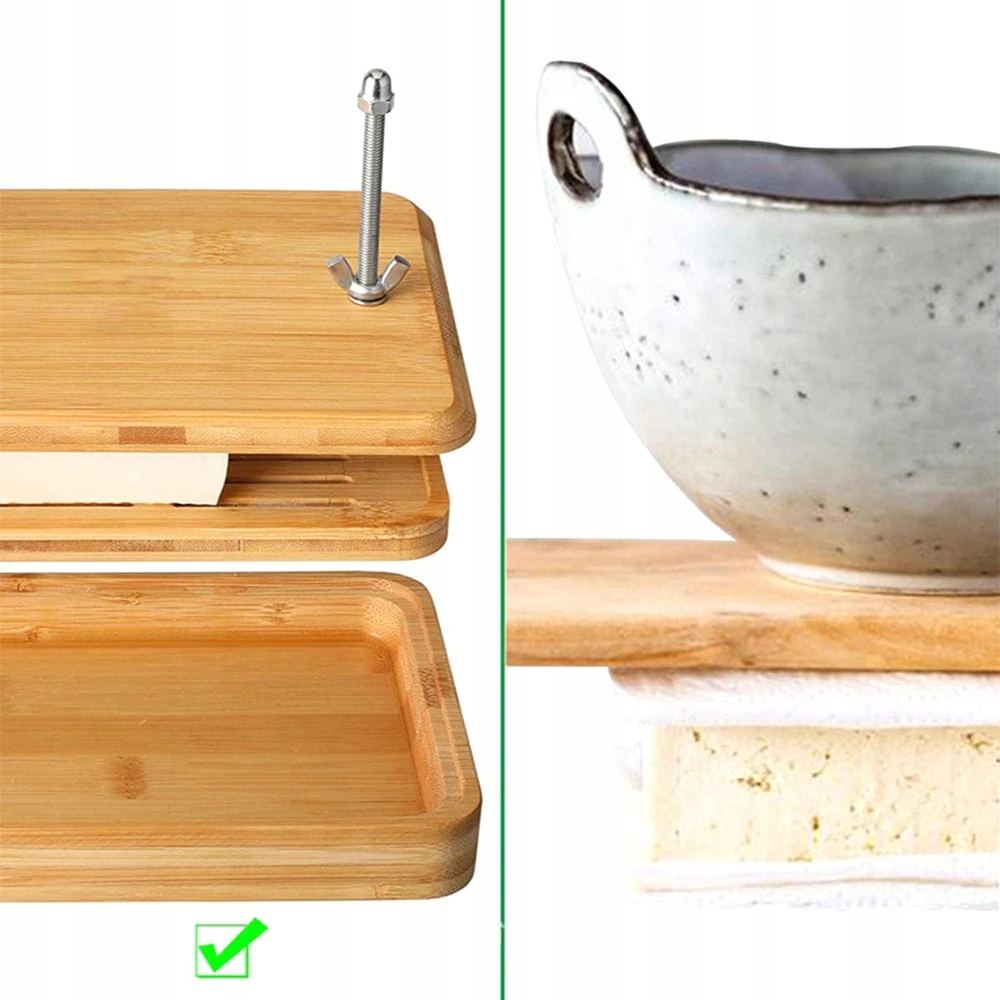 Bamboo Tofu Press Multiuse Nešiojamas rankinis daugiafunkcis įrenginys lengvai pašalina vandenį