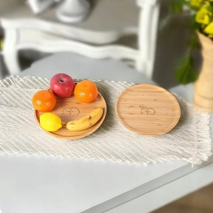 Bambukinė pietų lėkštė vaikams, 2 vnt. 22 cm ir 20 cm