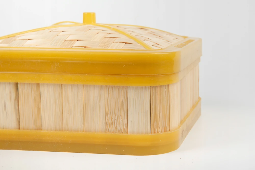 Bambuko garlaivis 18 cm 1 pakopos plastikiniu sustiprintu dangteliu rankdarbiams