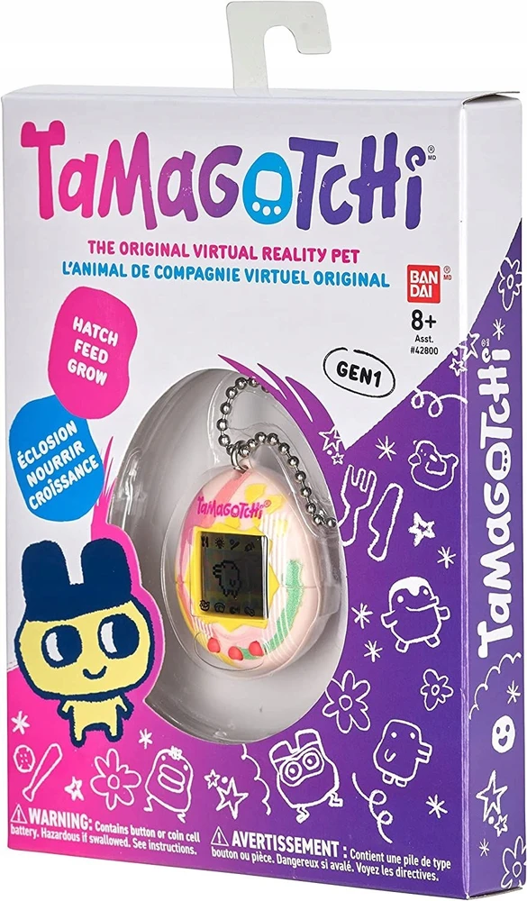 Bandai - Tamagotchi - Original Tamagotchi - Art Style - Virtual Electronic Pet with Screen, 3 Mygtukai and Games - 42883