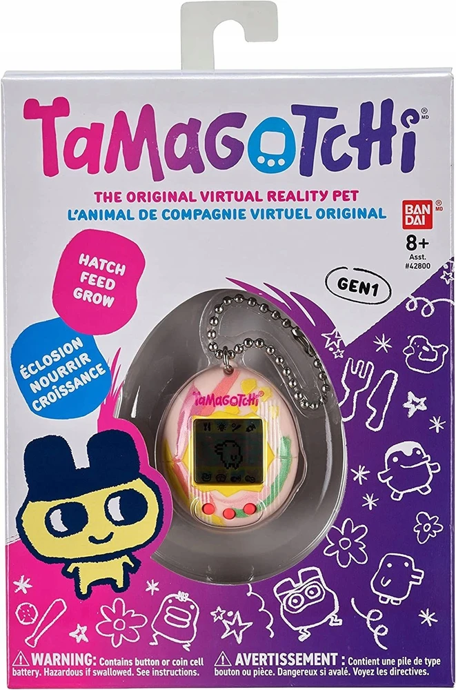 Bandai - Tamagotchi - Original Tamagotchi - Art Style - Virtual Electronic Pet with Screen, 3 Mygtukai and Games - 42883