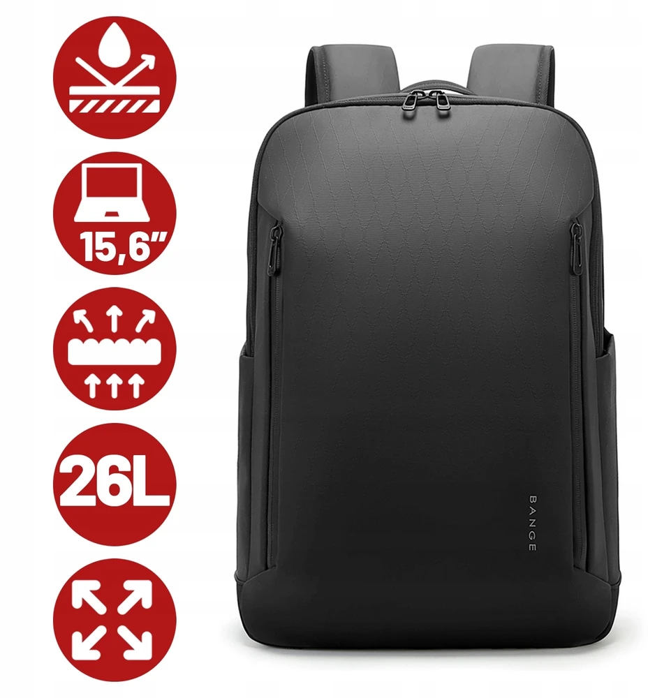 Bange Juodas 26l Neperšlampamas Kuprinė Nešiojamam Kompiuteriui 15.6"
