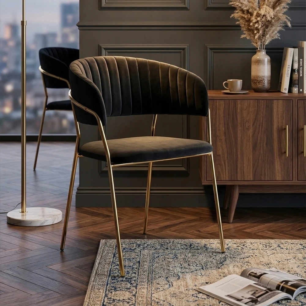 Bankietowo MINŠTAS AKSOMINĖS VIRTUVĖS KĖDĖ MODERN GLAMOUR Juodas VELVET