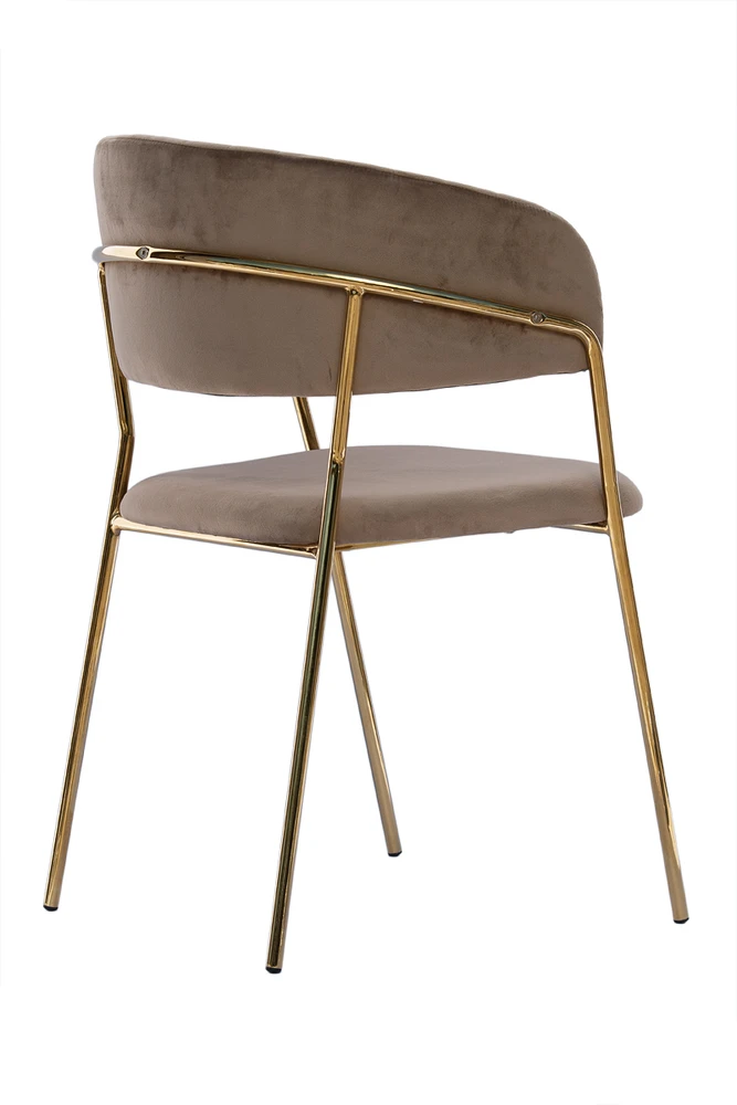 Bankietowo MODERN GLAMOUR CAPPUCCINO VELVET MINŠTA AKSOMINĖ VIRTUVĖS KĖDĖ