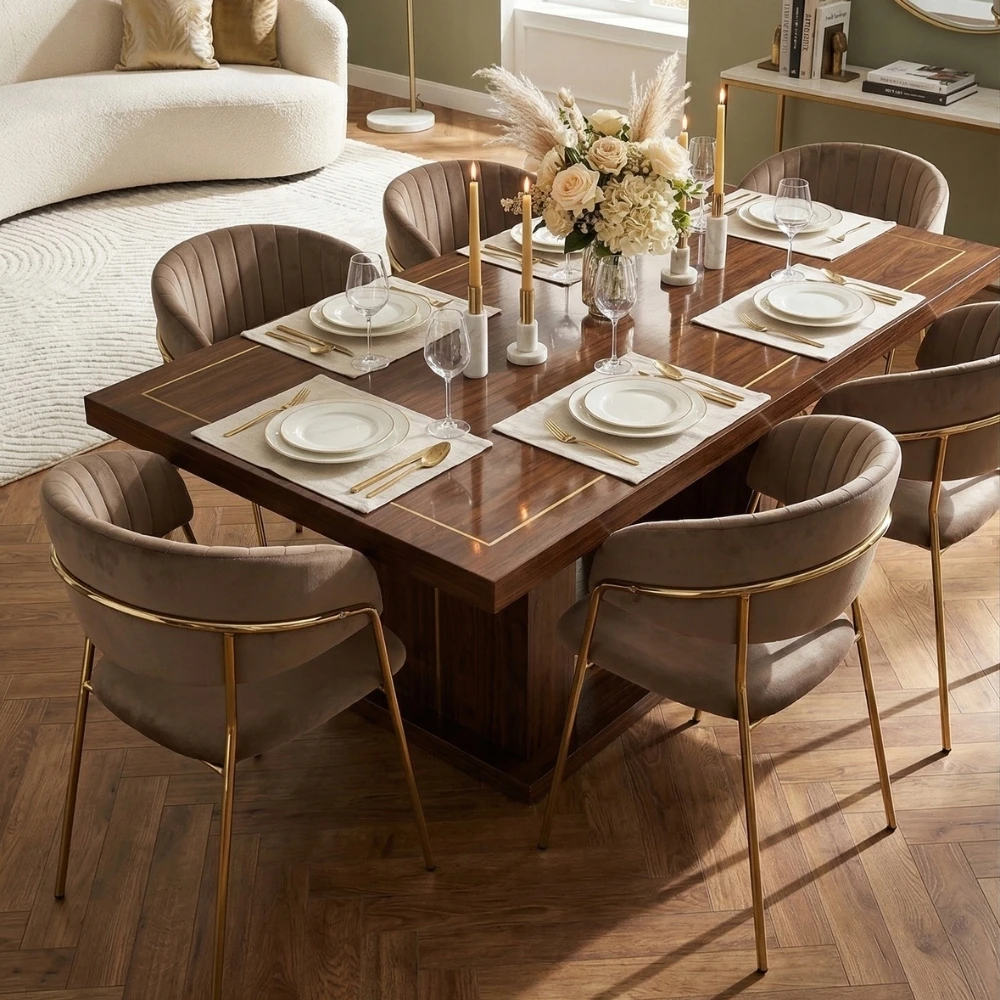 Bankietowo MODERN GLAMOUR CAPPUCCINO VELVET MINŠTA AKSOMINĖ VIRTUVĖS KĖDĖ