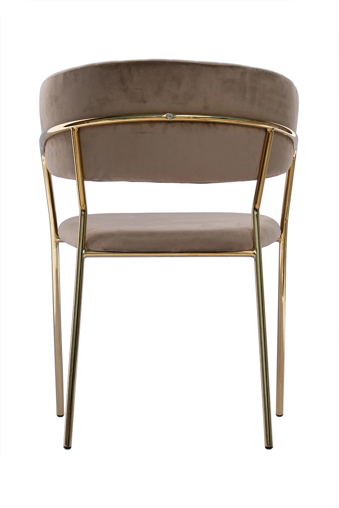Bankietowo MODERN GLAMOUR CAPPUCCINO VELVET MINŠTA AKSOMINĖ VIRTUVĖS KĖDĖ
