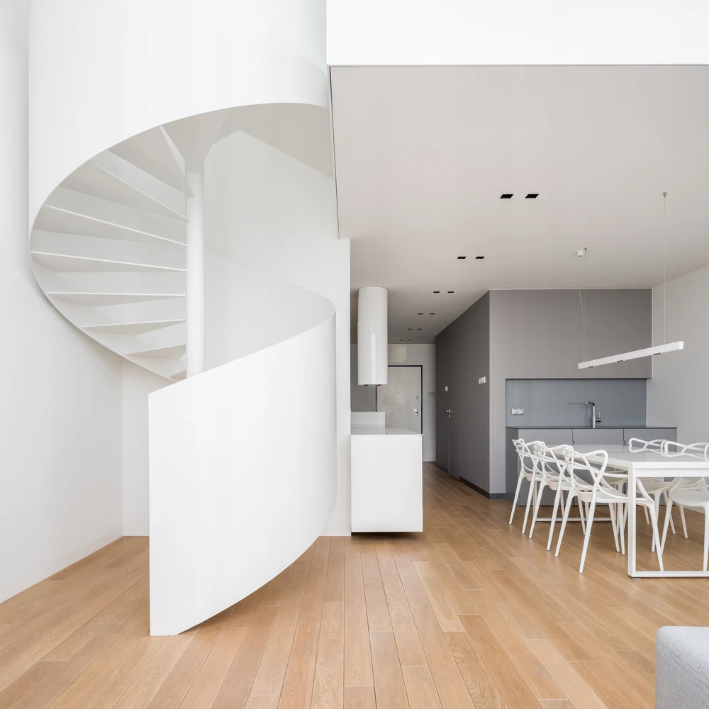 Bankietowo MODERNĖ SPLIT KITCHEN OPENWORK SODO KĖDĖ, balta, skirta virtuvei svetainei