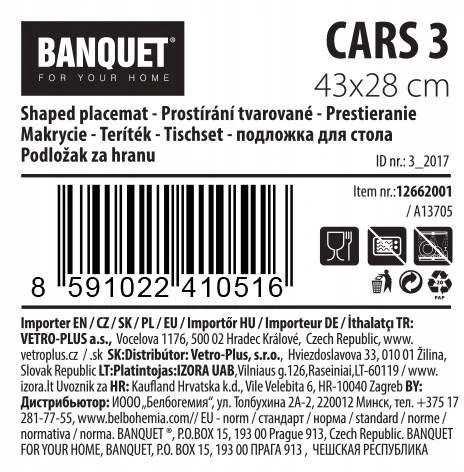 Banquet CVARS 3 Plastikinė stalo užtiesalas 43x28cm Automobilių dizainas