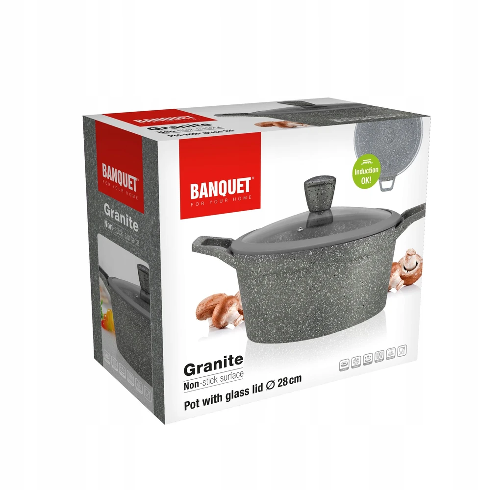 Banquet DIDELIS puodas banketui granitas 28cm 6,4L STORIS LIEJIMAS + DANGA dujų indukcija