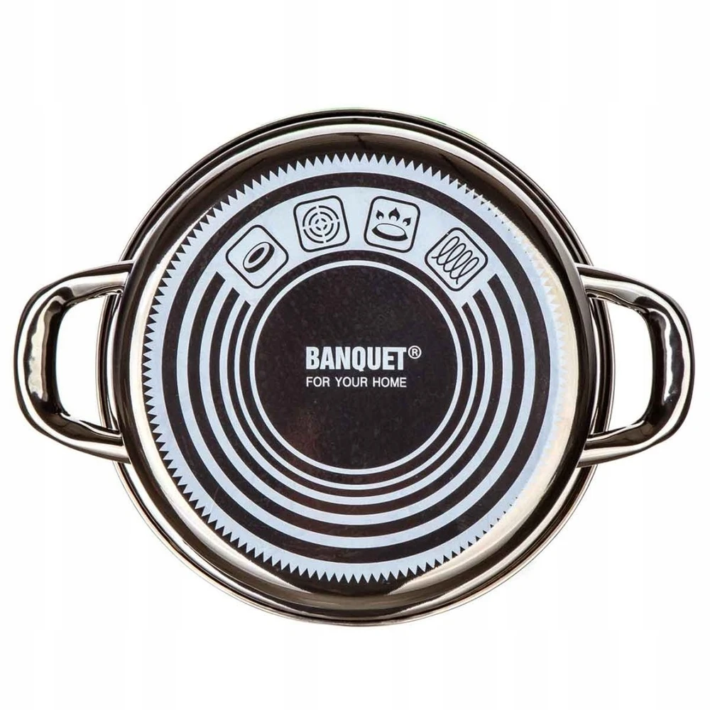 Banquet EMALINIS PUODAS 22cm 3,7L SU DANGIU BANKETAS METALINIS Juodas