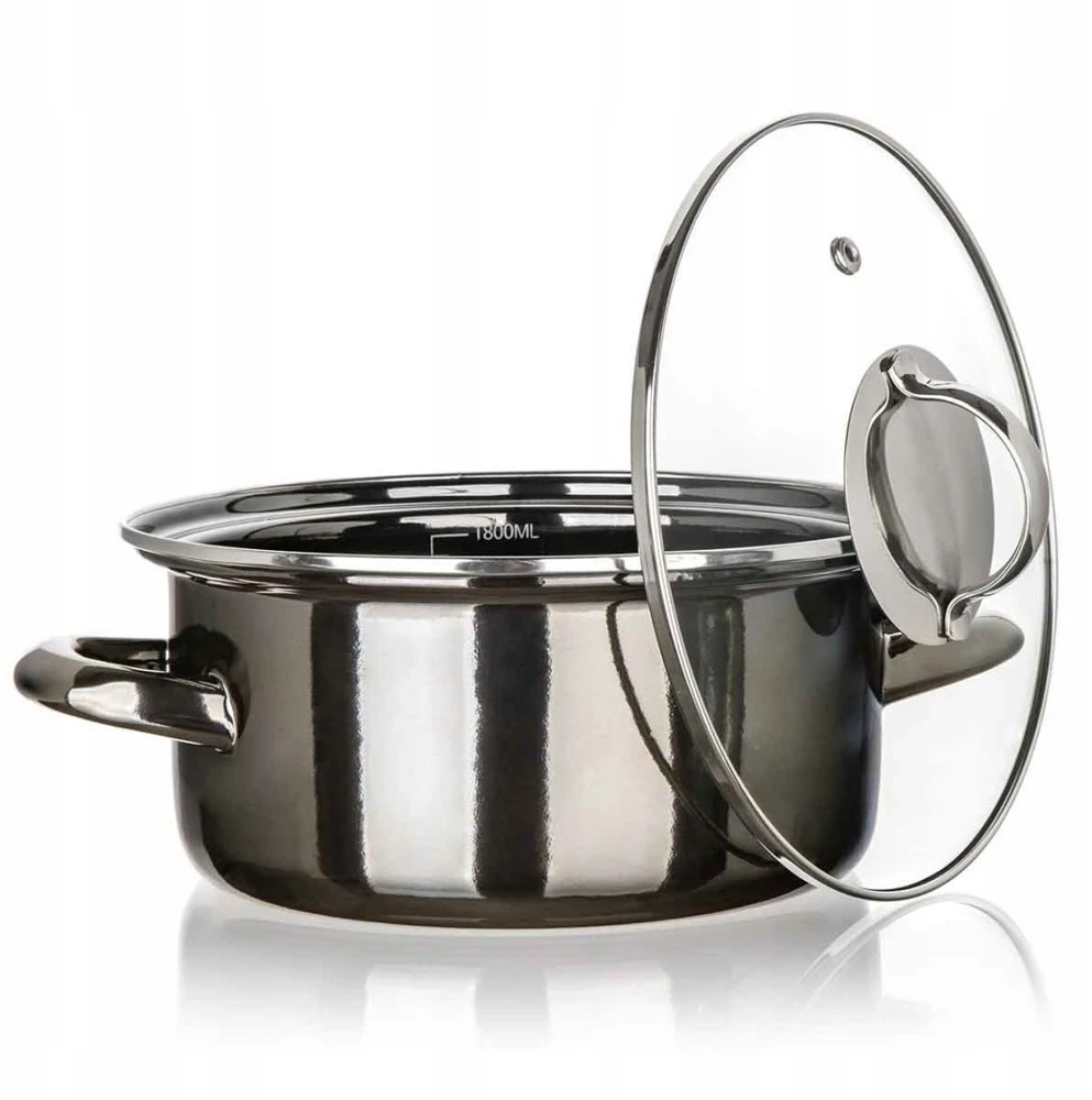 Banquet EMALINIS PUODAS 22cm 3,7L SU DANGIU BANKETAS METALINIS Juodas