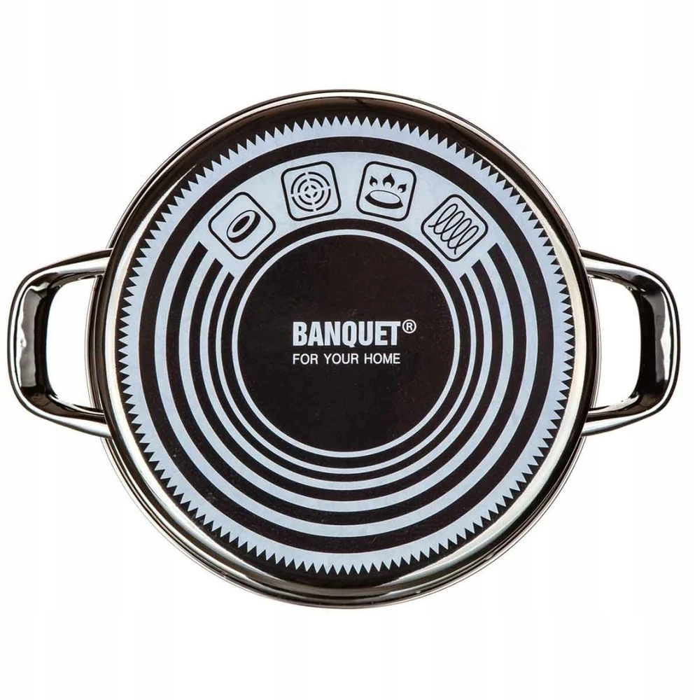 Banquet EMALINIS PUODAS 24cm 3,7L SU DANGIU BANKETAS METALINIS Juodas