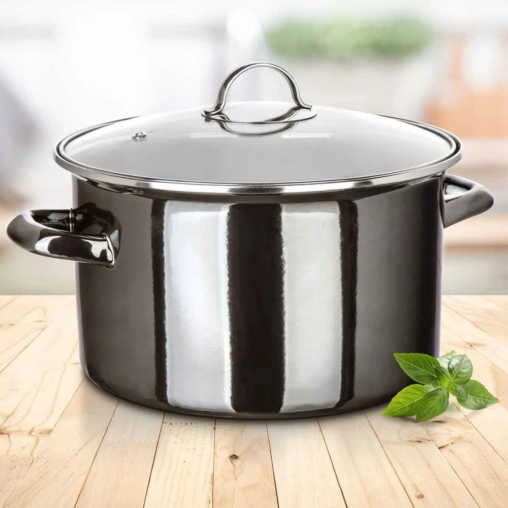 Banquet EMALINIS PUODAS 26cm 6L SU DANGIU BANKETAS METALINIS Juodas
