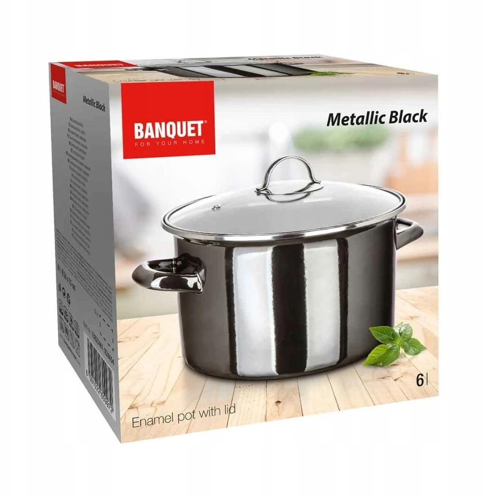 Banquet EMALINIS PUODAS 26cm 6L SU DANGIU BANKETAS METALINIS Juodas