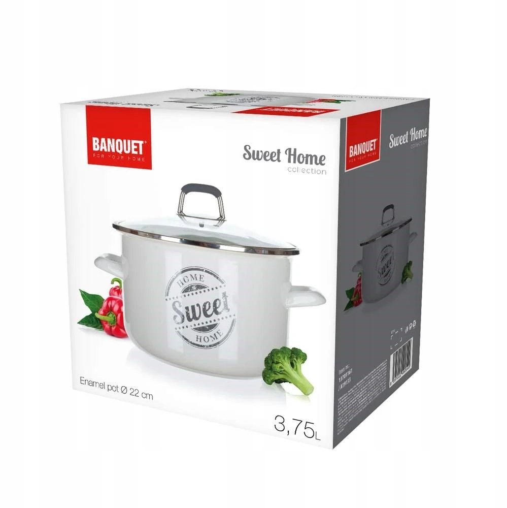Banquet Emaliuotas puodas DUJŲ IŠVEDIMUI 22 cm 3,75 l su dangčiu SWEET HOME