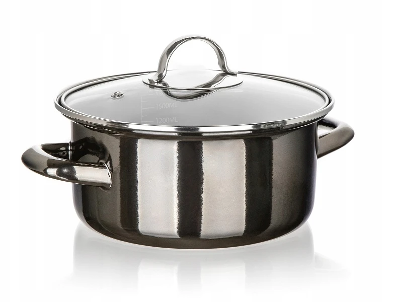 Banquet Emaliuotas PUODAS SU DANGIU 2L 20cm METALINIS Banketas dujų indukcijai 9880