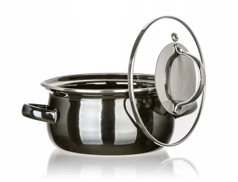 Banquet Emaliuotas PUODAS SU DANGIU mažas 0,71L 14cm METALINIS Banketas 9828