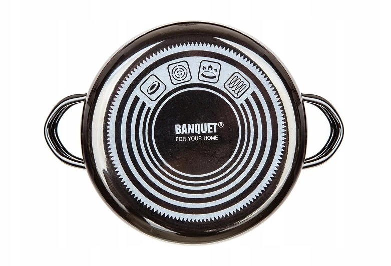 Banquet Emaliuotas PUODAS SU DANGIU mažas 0,71L 14cm METALINIS Banketas 9828