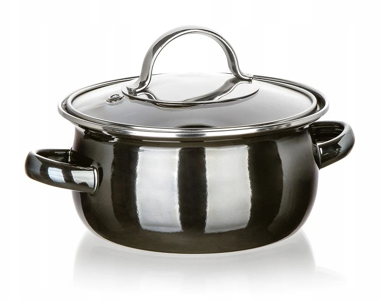 Banquet Emaliuotas PUODAS SU DANGIU mažas 0,71L 14cm METALINIS Banketas 9828