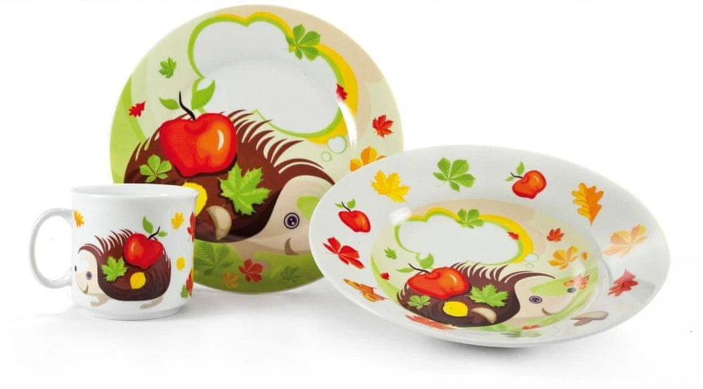 Banquet KERAMINIS VAKARIENIŲ RINKINYS VAIKAMS, pusryčių lėkštės, indai ežiukui