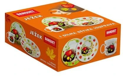 Banquet KERAMINIS VAKARIENIŲ RINKINYS VAIKAMS, pusryčių lėkštės, indai ežiukui