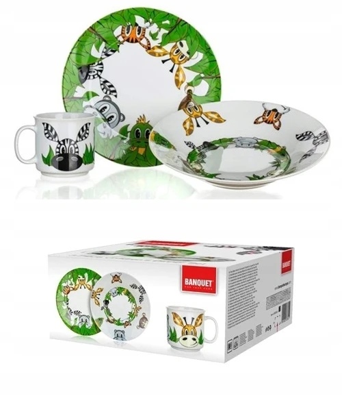 Banquet LĖŠTĖS VAIKAMS, JUNGLE vakarienės rinkinys, birželio 3 d., keraminė, gili, negili