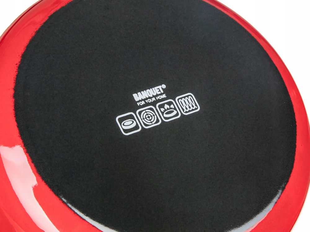 Banquet MAŽAS raudonas emaliuotas PUODAS SU DANGIU Banketas 2L 16cm 6777