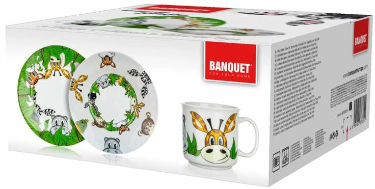 Banquet PUSRYČIŲ VAKARIENĖS VAKARIENĖS RINKINYS VAIKAMS Lėkštės ir puodelis Draugai