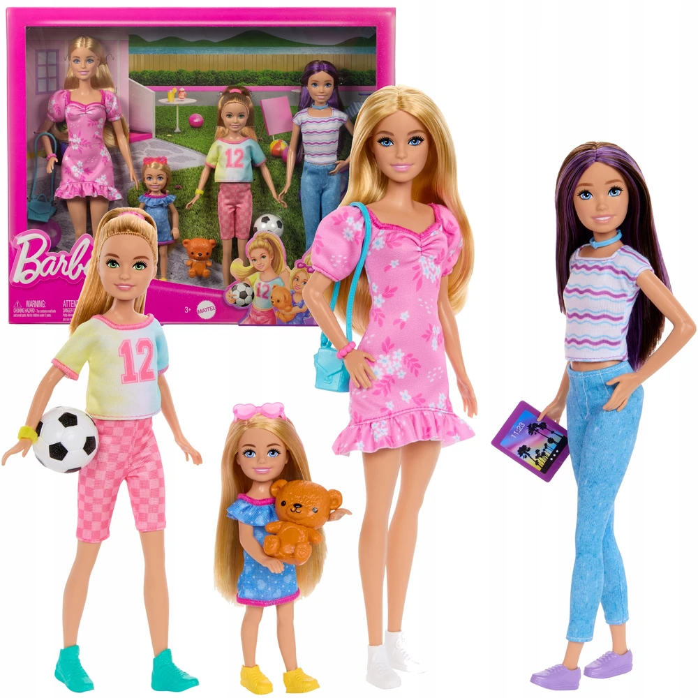 BARBIE DIDELIS 4 LĖLIŲ SESERIŲ SKIPPER STACIE CHELSEA BARBIE PRIEDŲ RINKINYS